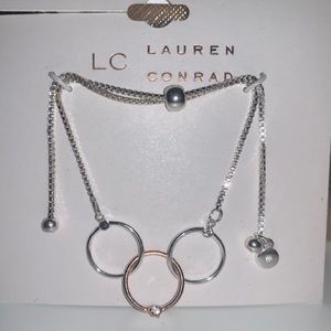 Brand new Lauren Conrad silver rose gold hoops rhinestone bracelet